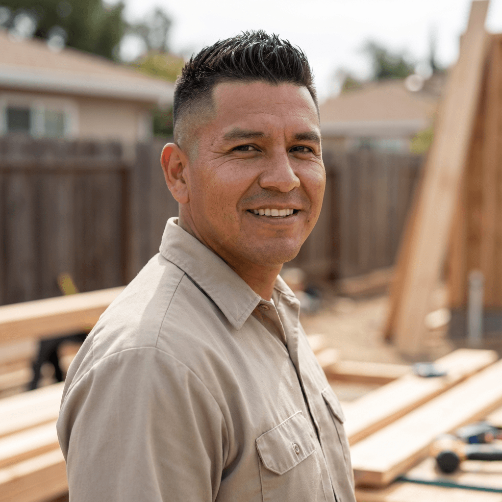 Phillip De Leon holding a paint roller in a bright New Bern home