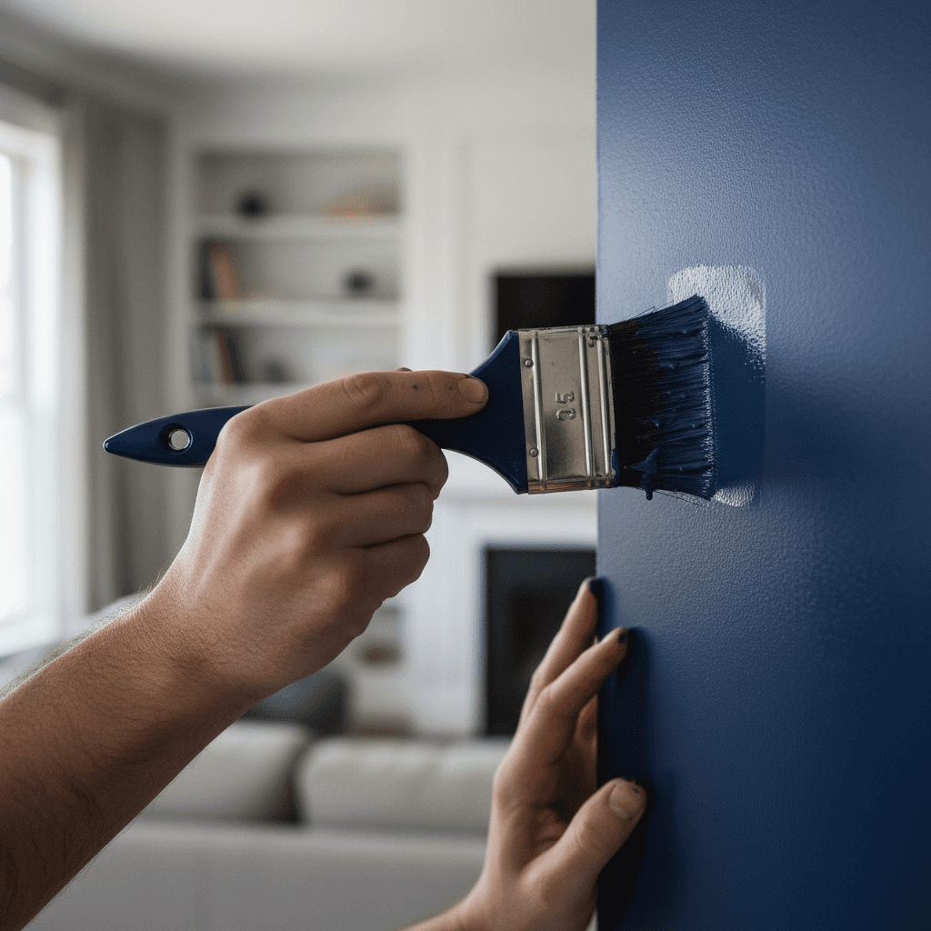 Close-up of fresh paint with clean trim lines